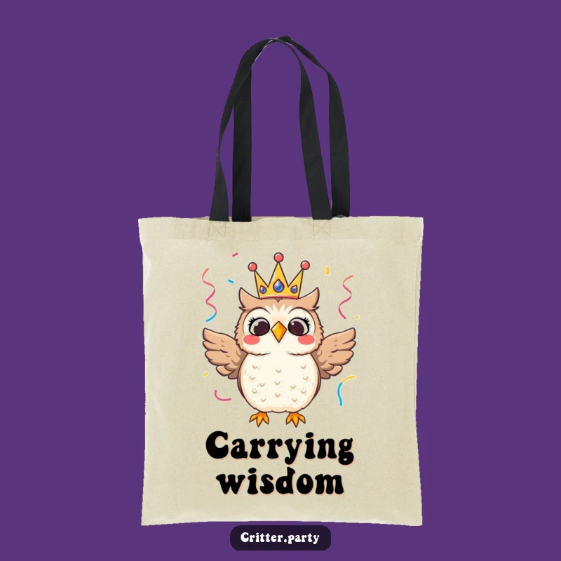 Funny Owl Crown Tote Bag: Hilarious Carryall for Festive Essentials