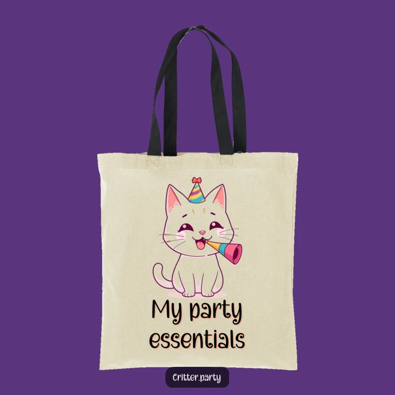 Funny Party Cat Tote Bag: Festive Feline Carryall, Practical Hilarious Gift