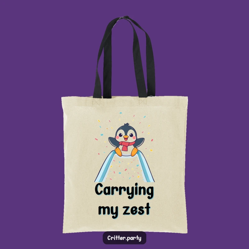 Funny Penguin Slide Tote Bag: Carry Your Fun Anywhere