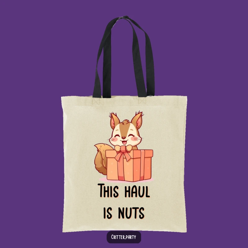 Funny Squirrel Tote Bag: Carry Your Treasures with this Cute Gift Unwrapping Design