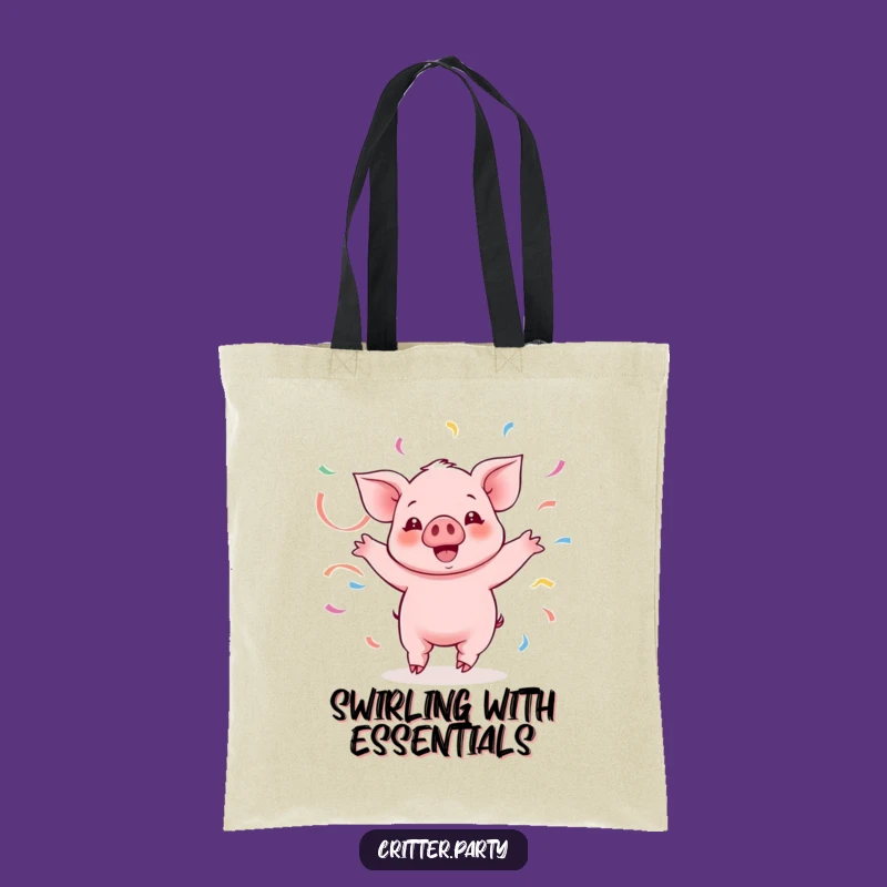 Funny Kawaii Piglet Twirling Tote Bag: Streamer Piglet Accessory, Hilarious Gift Idea